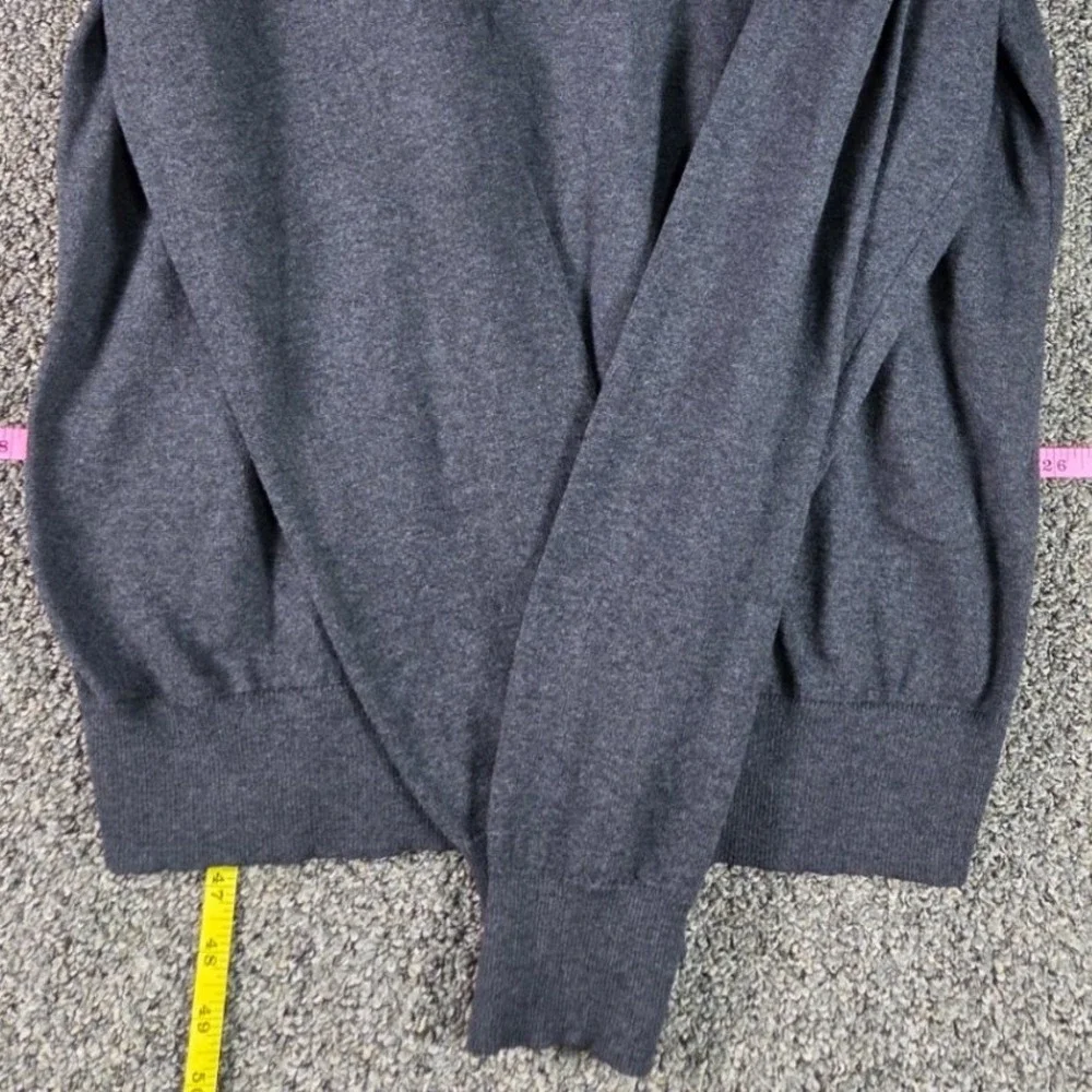 St. John's Bay V-Neck Sweater Mens Large Gray Cotton Blend Recycled Poly